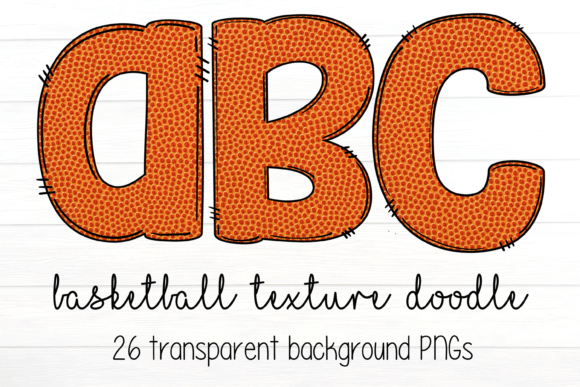 Basketball Texture Doodle Letter PNGs for Creative Projects