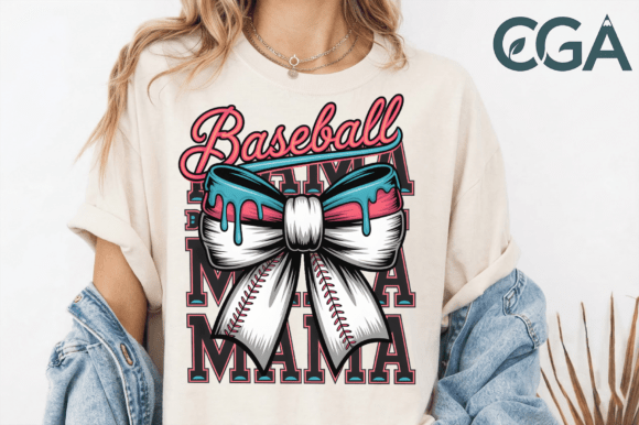 Home Run Style: The Baseball Mama Dripping Bow PNG